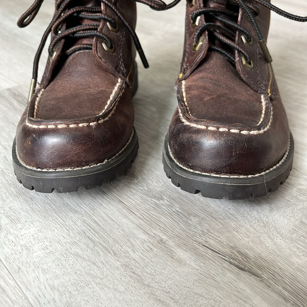 Frye Dakota Mid Lace Up Tie Leather Boots Brown Boys Unisex Youth 13.5 - Picture 4 of 11